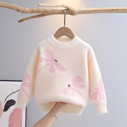 Beautiful Children's Sweater with Baby Dragonfly Pattern Pullover