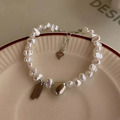 Silver Knots Pearl Bracelet For Women