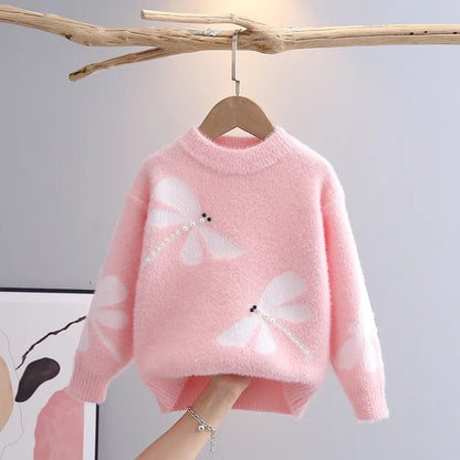 Beautiful Children's Sweater with Baby Dragonfly Pattern Pullover