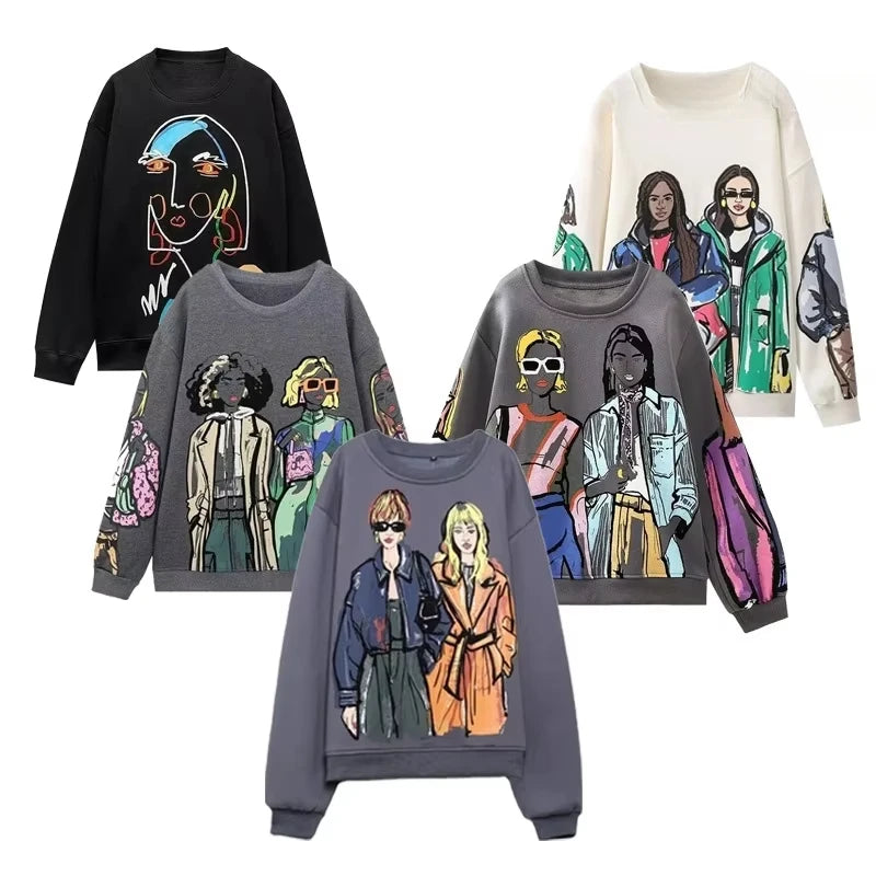 Graphic Print Casual Sweatshirts