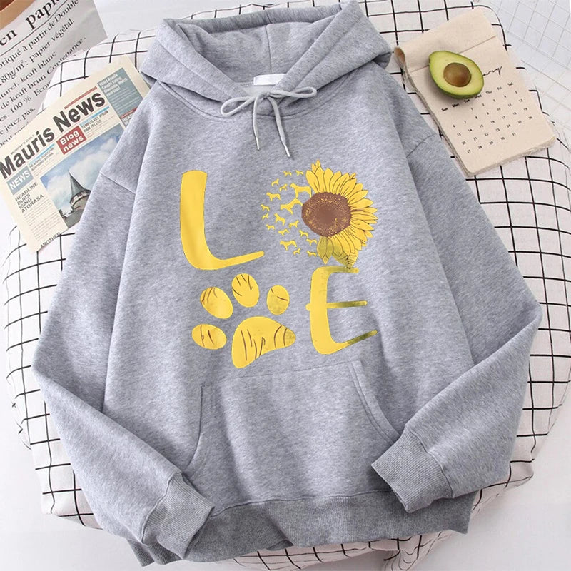 Sunflower Dog Paw Love Hoodies Sweatshirts