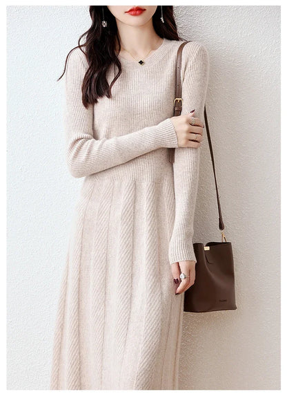 100% Merino Wool Knitted Sweater Dress