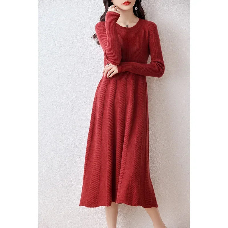 100% Merino Wool Knitted Sweater Dress