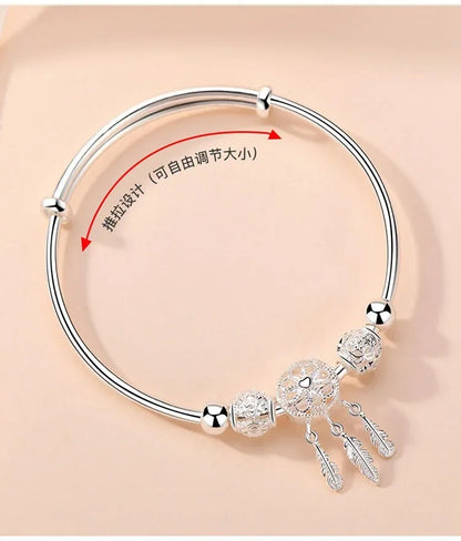 Elegant Fine Sterling Silver Lucky Beads Bracelets for Women