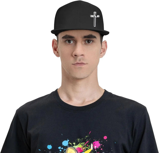 Jesus Christian Cross Flat Brim Bill Snapback Adjustable Baseball Cap