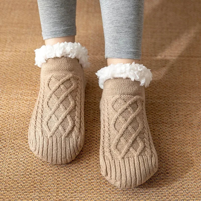 Indoor Woven Thermal Cashmere Socks Slippers - Non-Slip