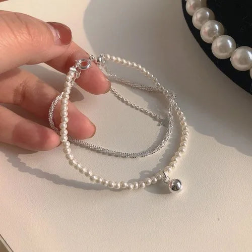 Silver Knots Pearl Bracelet For Women