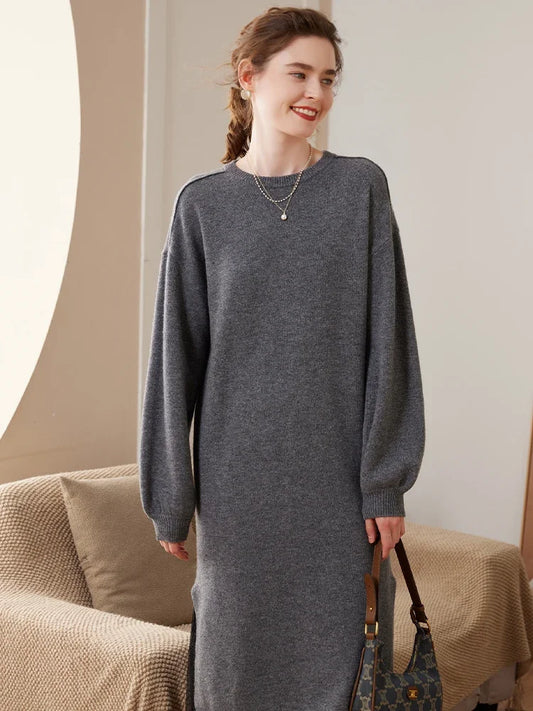 100% Cashmere Long Dress Sweater