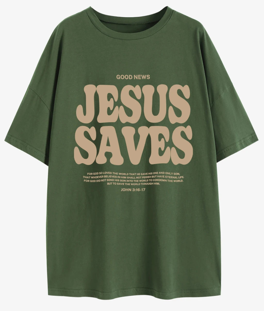 Good News Jesus Saves for God Oversized T-Shirt