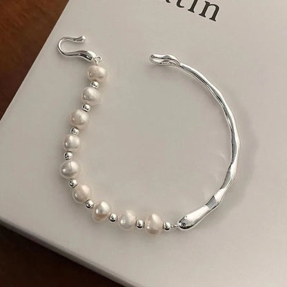 Silver Knots Pearl Bracelet For Women