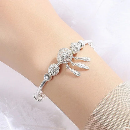 Elegant Fine Sterling Silver Lucky Beads Bracelets for Women