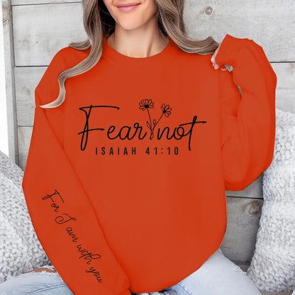 Fear Not Print Pullover Sweatshirt Relaxed Fit Long Sleeve Crew Neck Sweatshirts