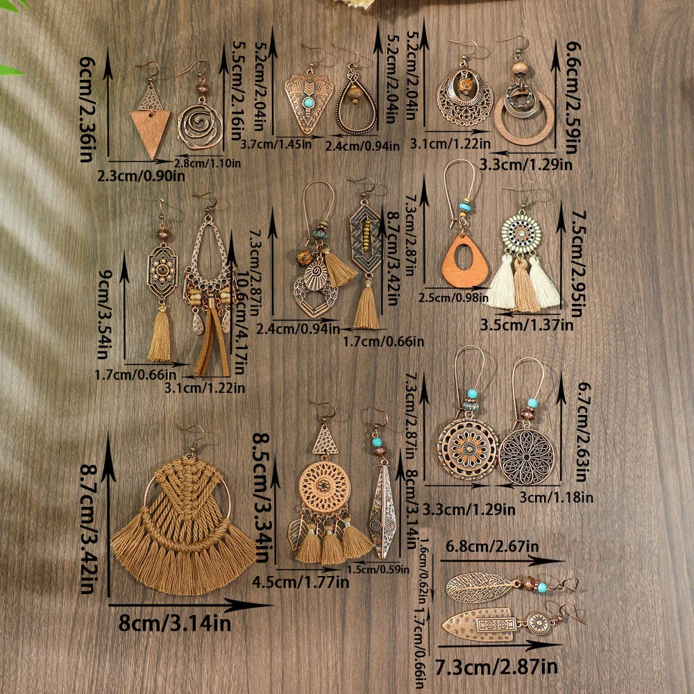 Boho Vintage Brown Series Earrings