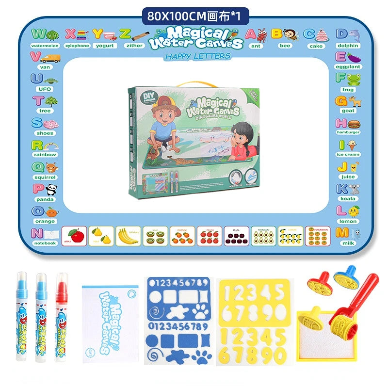 Magic Water Coloring Doodle Drawing Mat with Reusable Magic Pens 100x80cm