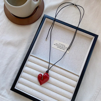 Adjustable Pull-out Heart Pendant Necklace