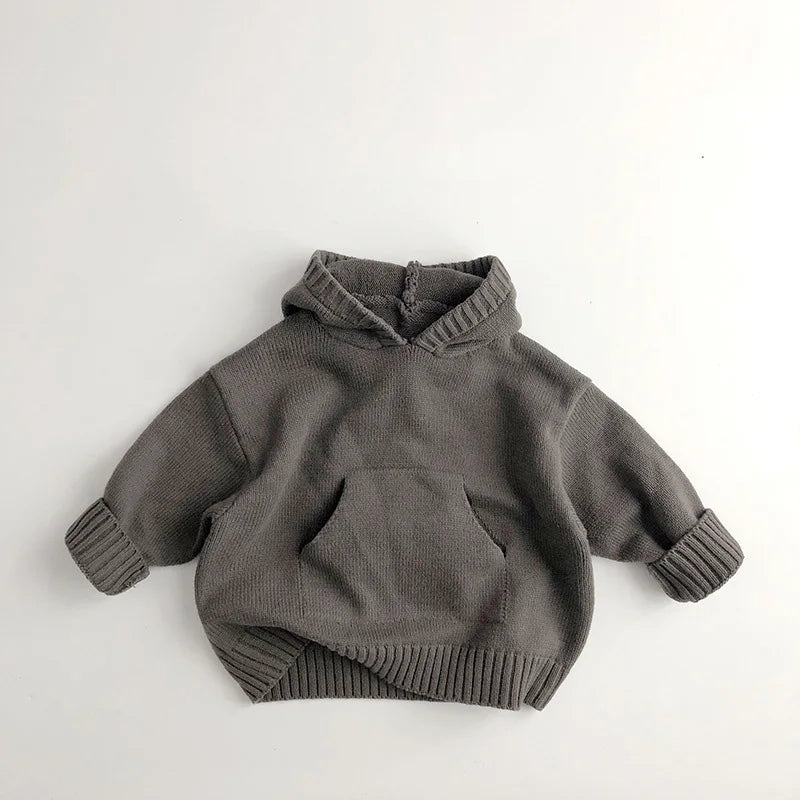 Front Pocket Cozy Knit Children’s Unisex Sweaters with Hoodie Pullover