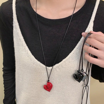 Adjustable Pull-out Heart Pendant Necklace