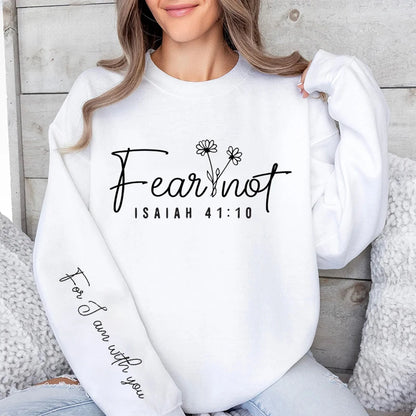 Fear Not Print Pullover Sweatshirt Relaxed Fit Long Sleeve Crew Neck Sweatshirts