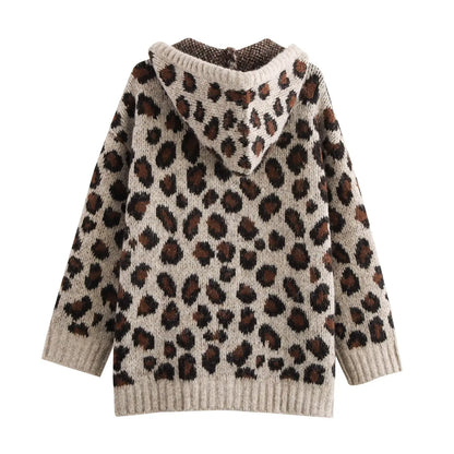 Leopard Print Hooded Sweatshirt