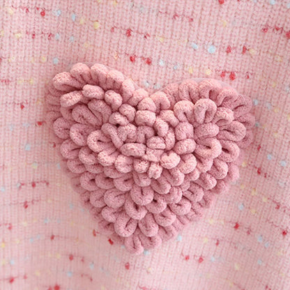 Children Autumn and Winter Knitwear Love Heart O-Neck Long Sleeve Pullovers - Loose Fit