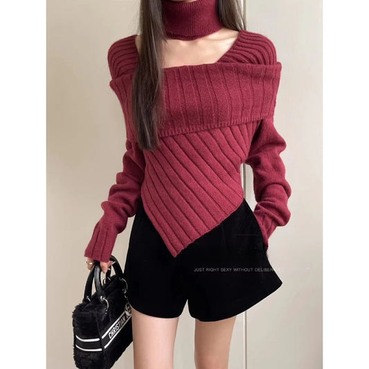 Coquette Square Collar Warm Slim Fit Sweater