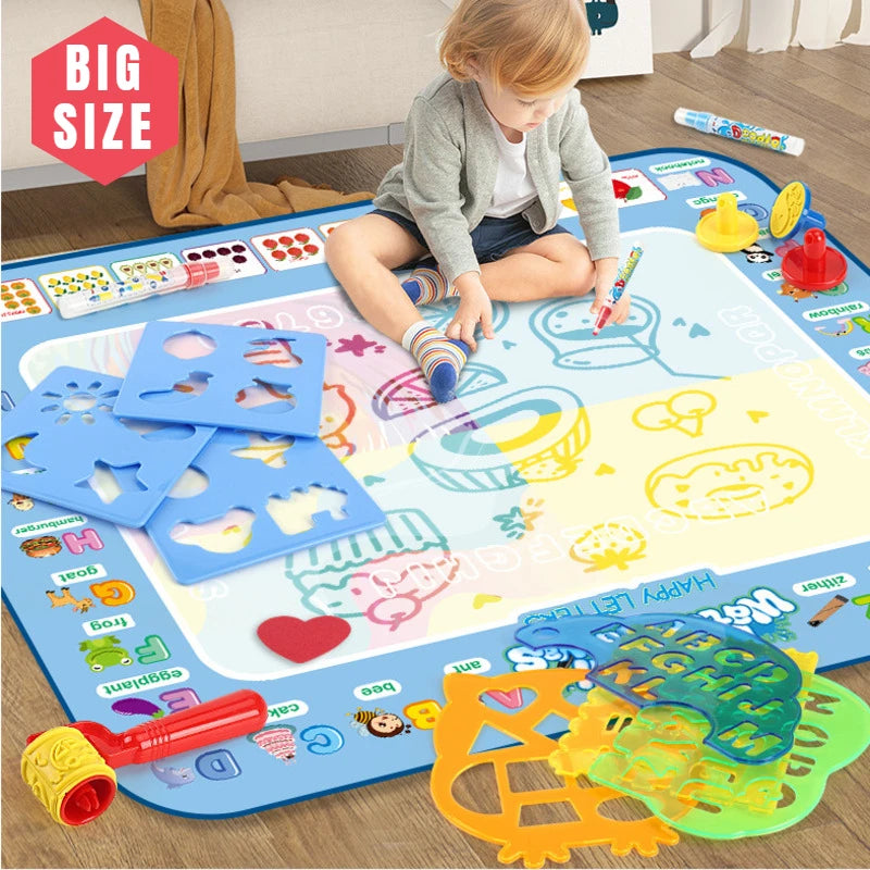 Magic Water Coloring Doodle Drawing Mat with Reusable Magic Pens 100x80cm