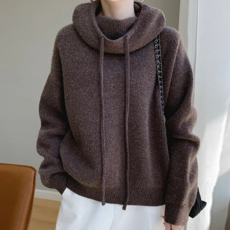 100% Pure Wool Knitted Pullover Hooded Sweater