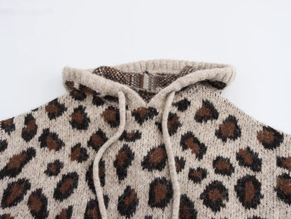 Leopard Print Hooded Sweatshirt