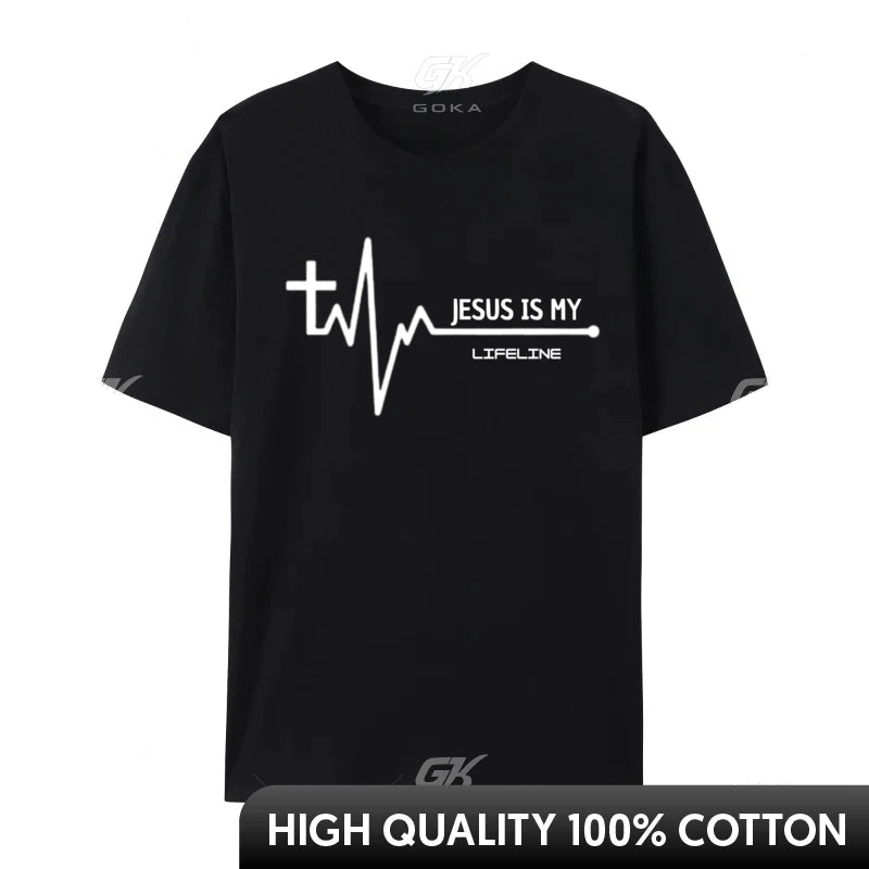 Jesus is my Heartbeat Men's 100% Cotton T-Shirt