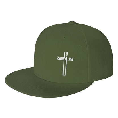 Jesus Christian Cross Flat Brim Bill Snapback Adjustable Baseball Cap