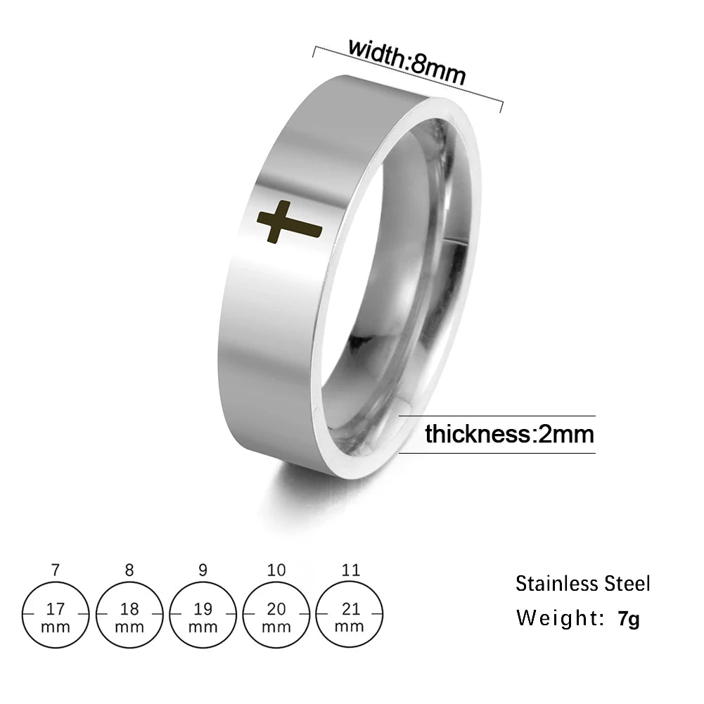 Jesus Cross Stainless Steel Rings