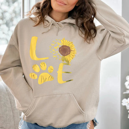 Sunflower Dog Paw Love Hoodies Sweatshirts
