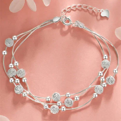 Elegant Fine Sterling Silver Lucky Beads Bracelets for Women