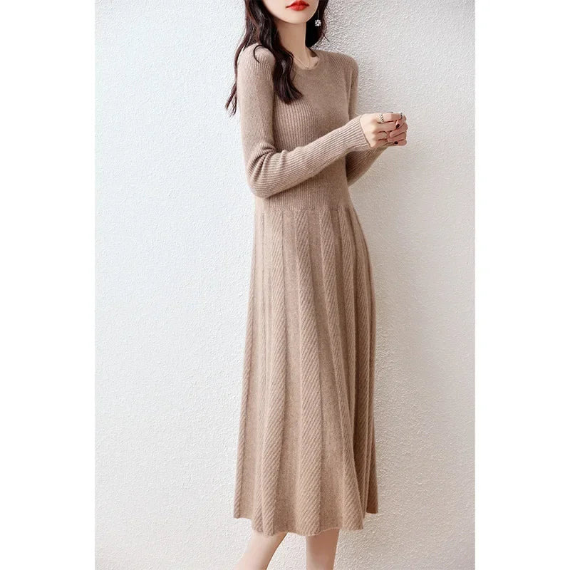 100% Merino Wool Knitted Sweater Dress