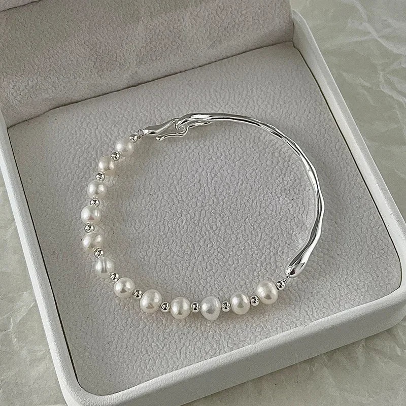 Silver Knots Pearl Bracelet For Women