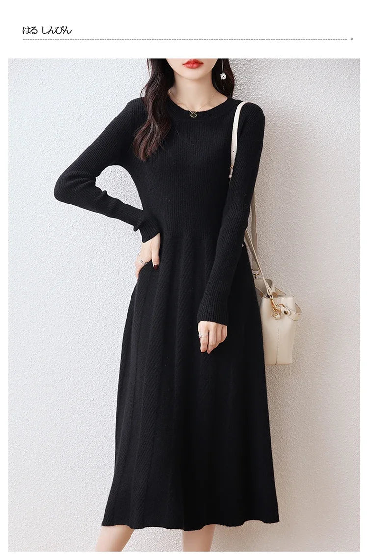 100% Merino Wool Knitted Sweater Dress