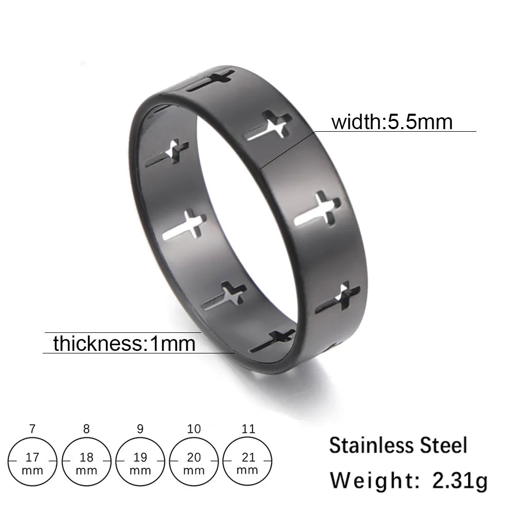 Jesus Cross Stainless Steel Rings