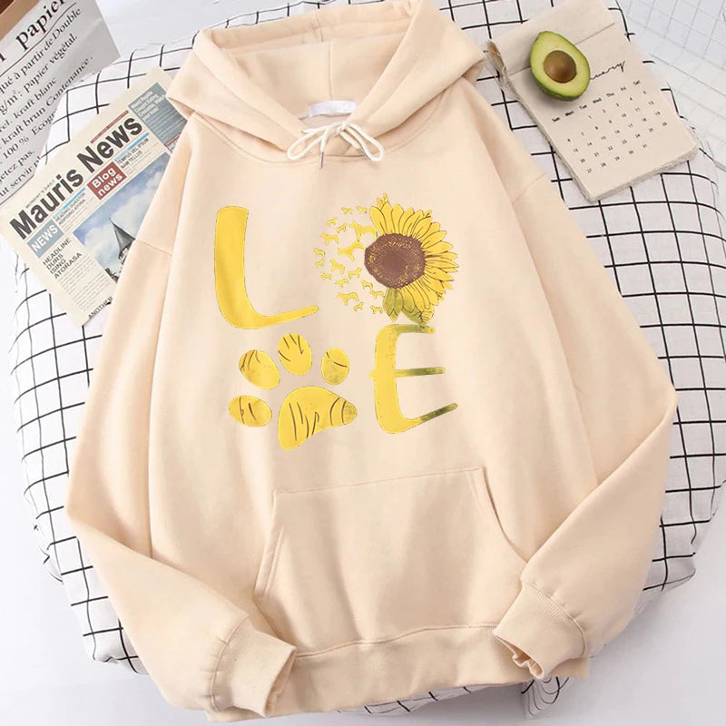 Sunflower Dog Paw Love Hoodies Sweatshirts